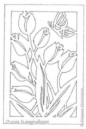 Тюльпаны для вырезания на окно