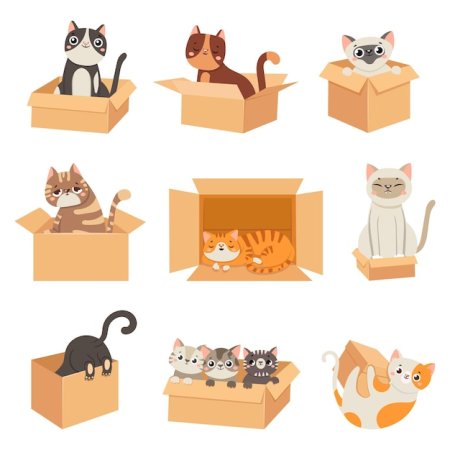 Котенок в коробке рисунок