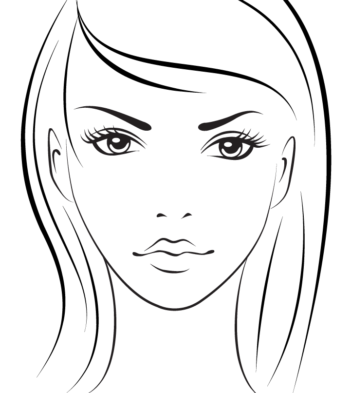 Рисунок лица для макияжа. Макет лица. Контур женского лица. Лицо девушки раскраска. Маке лица для рисования.