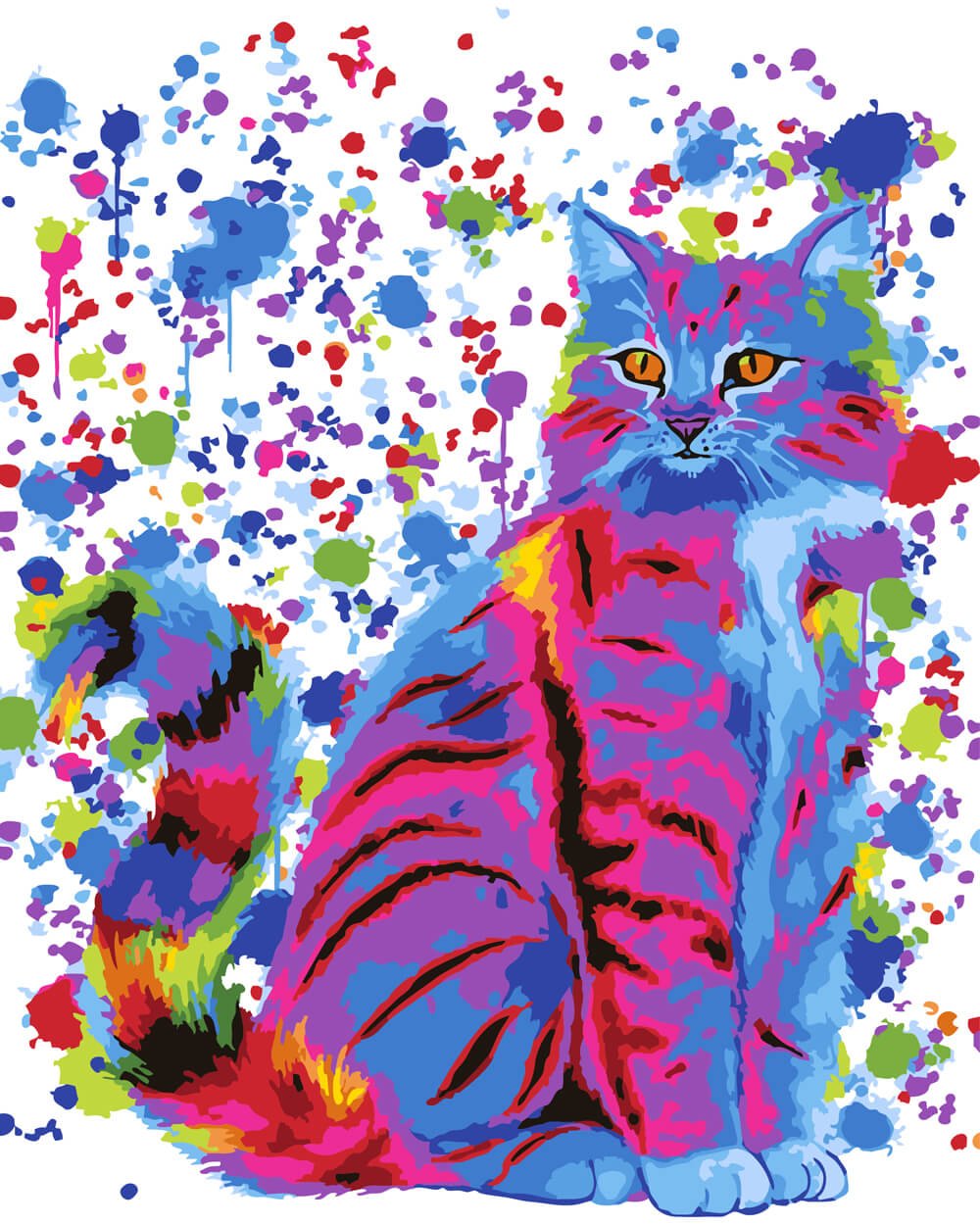 Цветная картинка котика. Разноцветная кошка. Рисунки разноцветные. Разноцветные котята. Разноцветная картина.