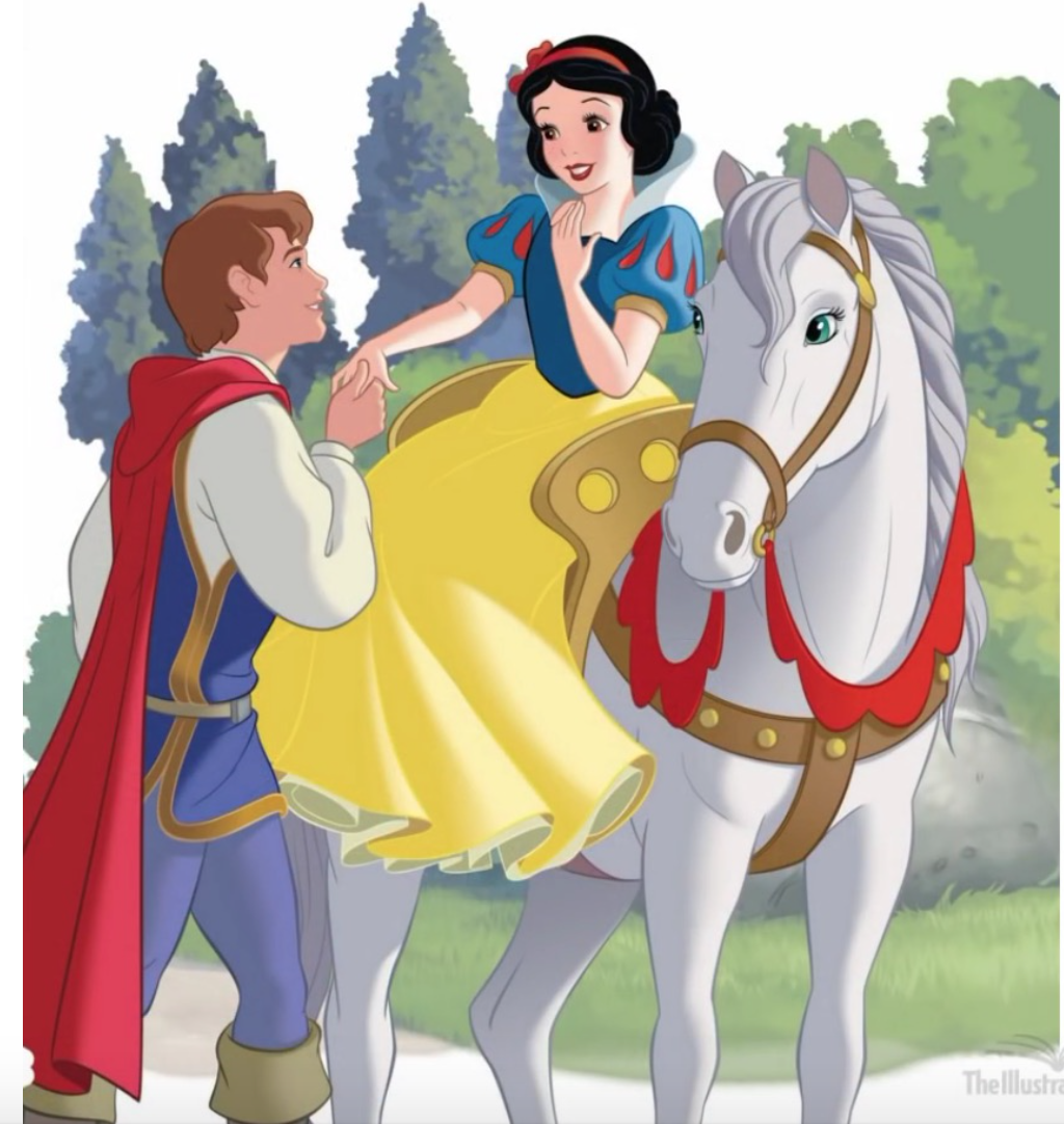 Сказка кон. Белоснежка Дисней принц на коне. Принцессы Дисней Белоснежка и принц. Принцессы Диснея Белоснежка.