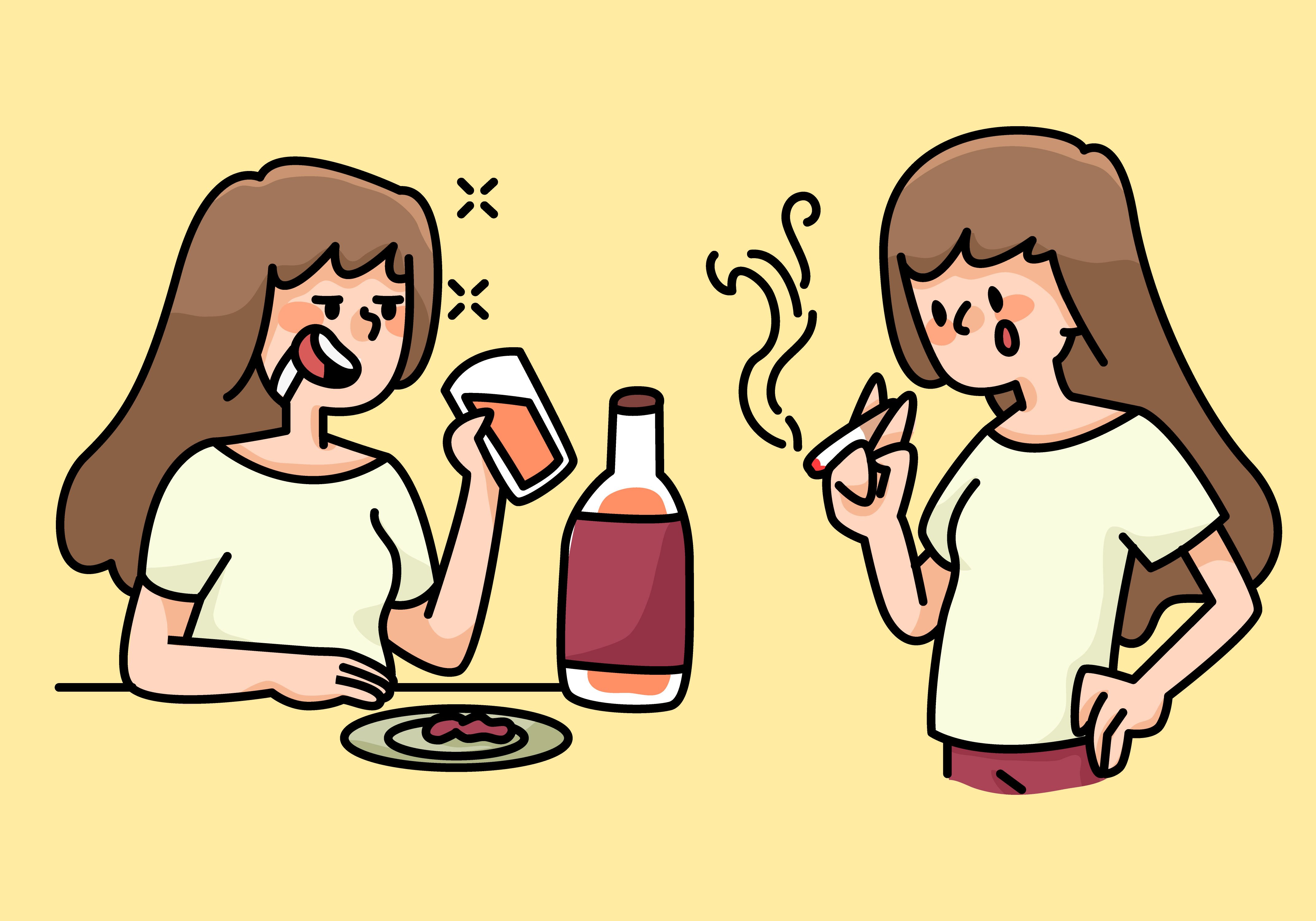 Мамы пьют вино. Вредные привычки карикатура. Пьющая женщина карикатура. Курящий и пьющий. Вредные привычки cartoon.