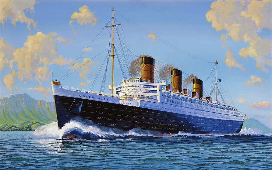 Образ парохода. RMS Queen Mary 1936. RMS Queen Mary. Лайнер «RMS Queen Elizabeth».