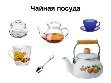 Чайная посуда карточки для детей
