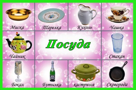 Посуда карточки для детей