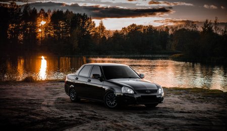 Лада Приора черная 4к