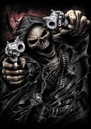 Скелет с револьвером