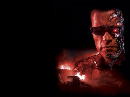 Терминатор на фоне огня