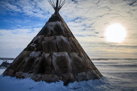 Чум ненцев в тундре