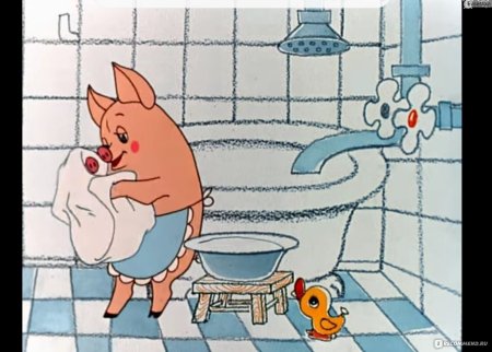 Поросенок умывается