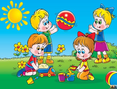 Играющие дети в детском саду