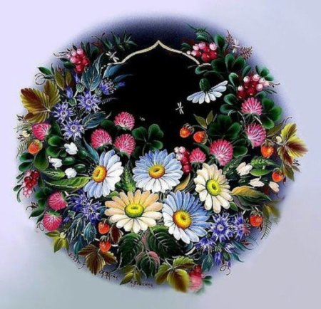 Композиция цветов в круге