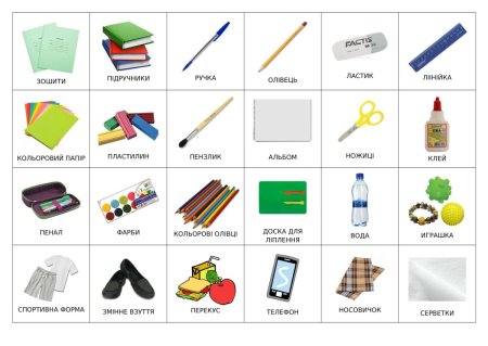 Школьные принадлежности карточки