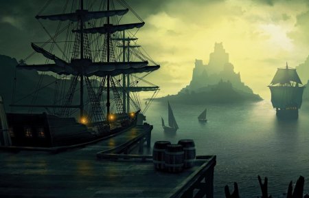 Пристань с кораблями