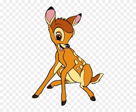 Олененок Бэмби сидит