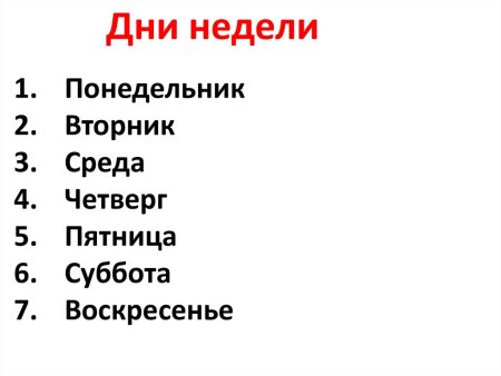 Названия дней недели