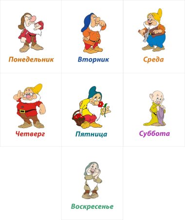 Карточки с изображением дней недели