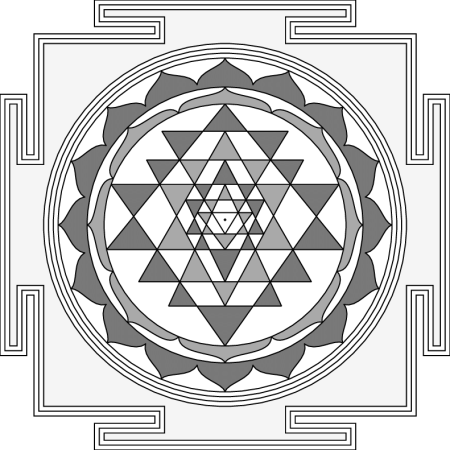 Шри Янтра черно белая