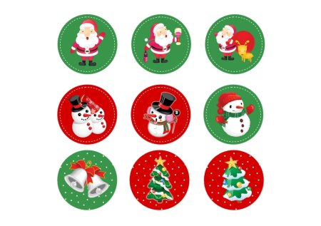 Новогодние наклейки круглые