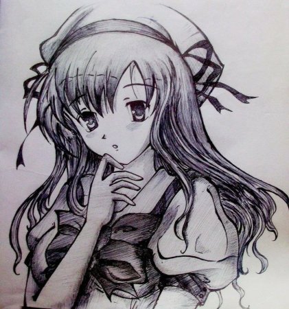 Аниме девушки карандашом