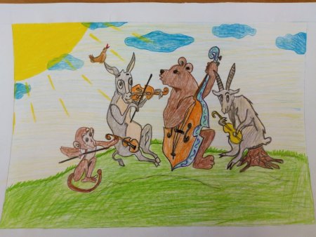 Рисунок квартета из басни Крылова