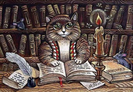 Кот ученый с книгой