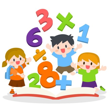 Дети на математике без фона