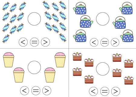 Задание по математике больше меньше или равно для ребенка 5 лет