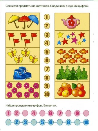 Математические карточки для детей 4-5 лет