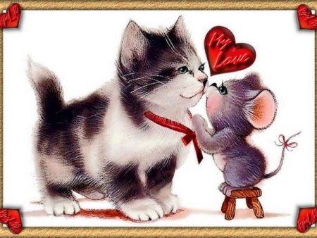 Мышонок и котенок любовь