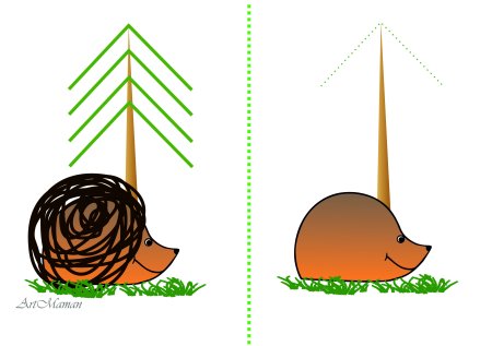 Ёжик рисование иголки для детей