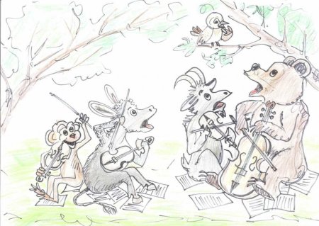 Иллюстрация к басне Крылова квартет