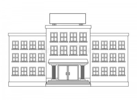 Здание школы раскраска для детей