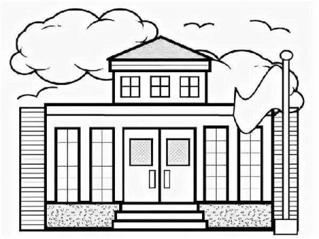 Здание школы раскраска для детей