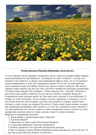 Рассказ Пришвина золотой луг