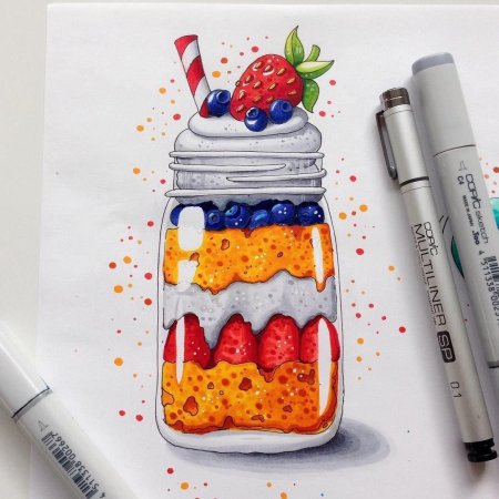 Скетчи маркерами Copic еда