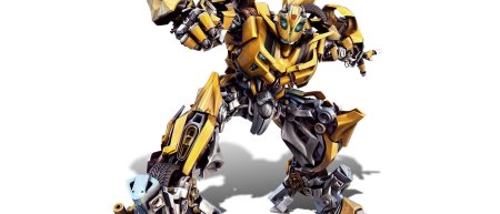 Бамблби и Оптимус Прайм на белом фоне