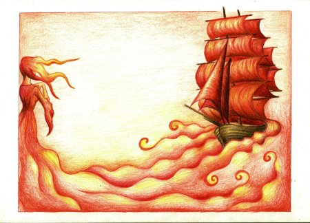 Иллюстрация к литературному произведению Алые паруса