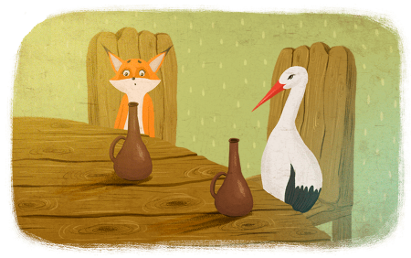 Лиса и журавль иллюстрации