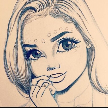 Девушка карандашом