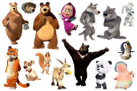 Персонажи мультфильма Маша и медведь