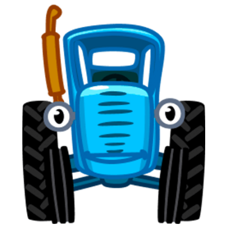 Синий трактор спереди вектор