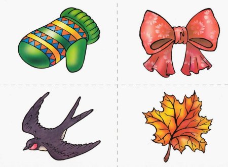 Контурные и цветные изображения предметов