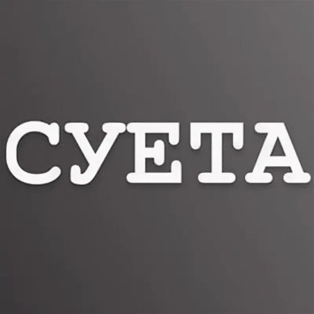Суета надпись на белом фоне