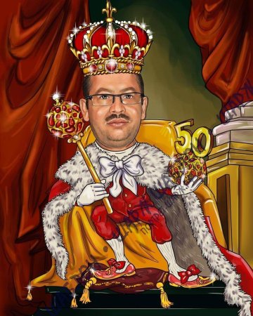 Шарж Король и Королева на троне