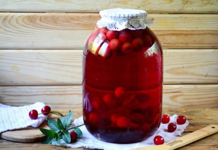 Вишнёвый компот в трехлитровой банке