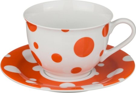 Чашка с блюдцем в горошек