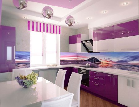 Кухня в сиреневом цвете
