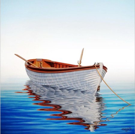 Лодка деревянная с веслами