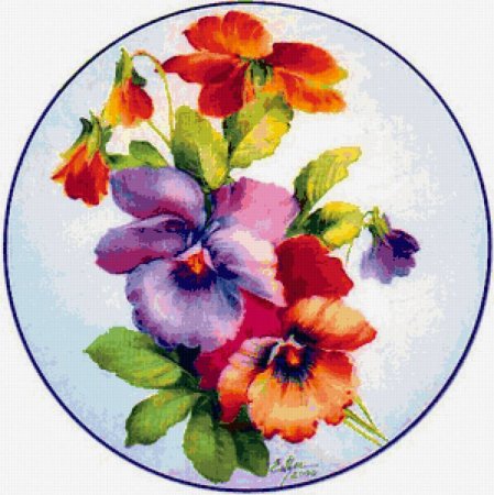 Вышивка гладью круглые цветы